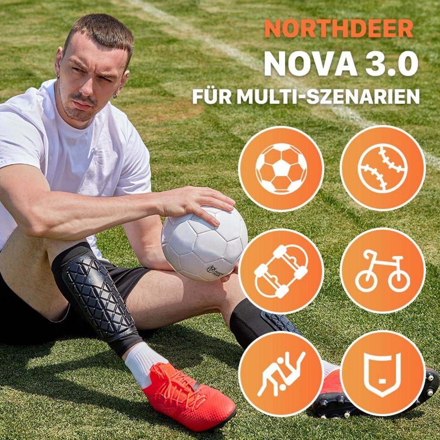 Schienbeinschoner Fußball Shin Guards Schwarz Northdeer Nova 3.0 Kinder