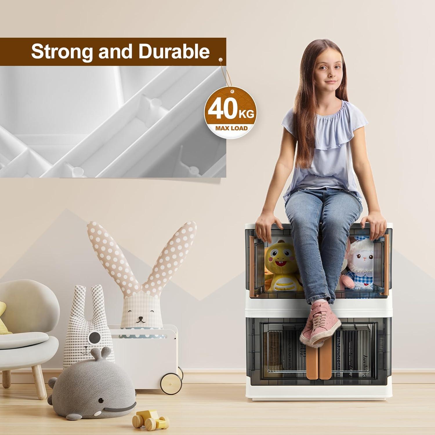 Aufbewahrungsbox mit Deckel 49x31x30cm 2 STK Klappboxentransparent 32L