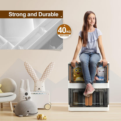 Aufbewahrungsbox mit Deckel 49x31x30cm 2 STK Klappboxentransparent 32L