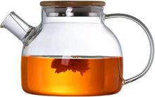 Glasteekanne mit Metallsieb und Bambusdeckel 1000 ml