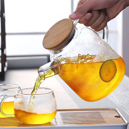 HwaGui Teekanne aus Glas 1,6L mit Metallsieb und