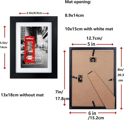 Bilderrahmen 10x15 6er-Set für Wand und Tisch, Holzoptik in
