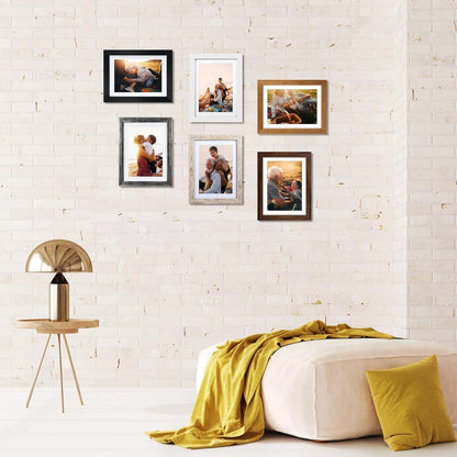 Bilderrahmen 13x18 6er-Set für Wand und Tisch Holzmaserung verschiedene Farben