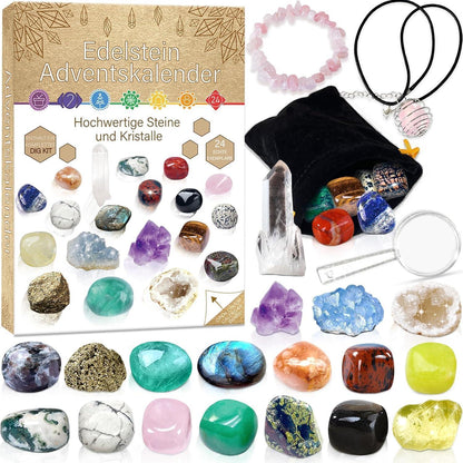 Adventskalender 2024 Kinder Kristalle Edelstein Mineralien