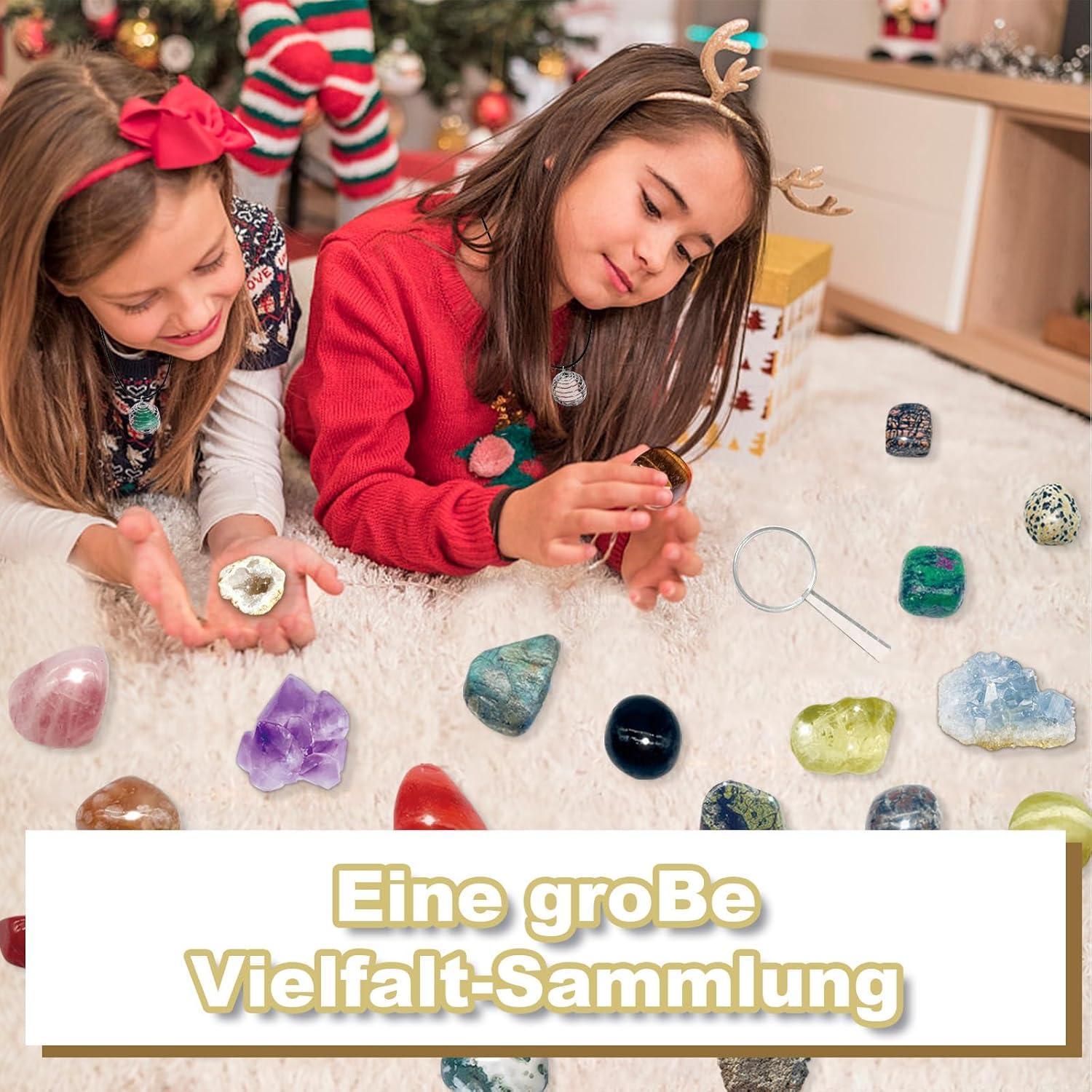 Adventskalender Kinder 2024 mit Kristallen und Edelsteinen