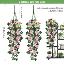 2er Set Künstliche Hängeblumen Rosen 95cm Deko Außen & Innen