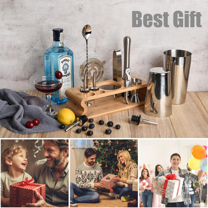 Silbernes Cocktail Shaker Set Edelstahl 550ML/750ML 12-Tlg