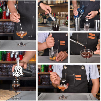 Silbernes Cocktail Shaker Set Edelstahl 550ML/750ML 12-Tlg