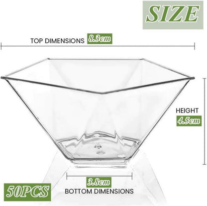 50er Pack Kunststoff Dessertbecher 120ml Pentagon Transparenter