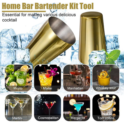 Goldenes Cocktail Shaker Set Edelstahl 550ML/750ML 12-Teilig