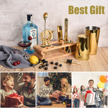 Goldenes Cocktail Shaker Set Edelstahl 550ML/750ML 12-Teilig