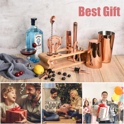 Rosegold Cocktail Shaker Set Edelstahl 550ML/750ML 12-Teilig