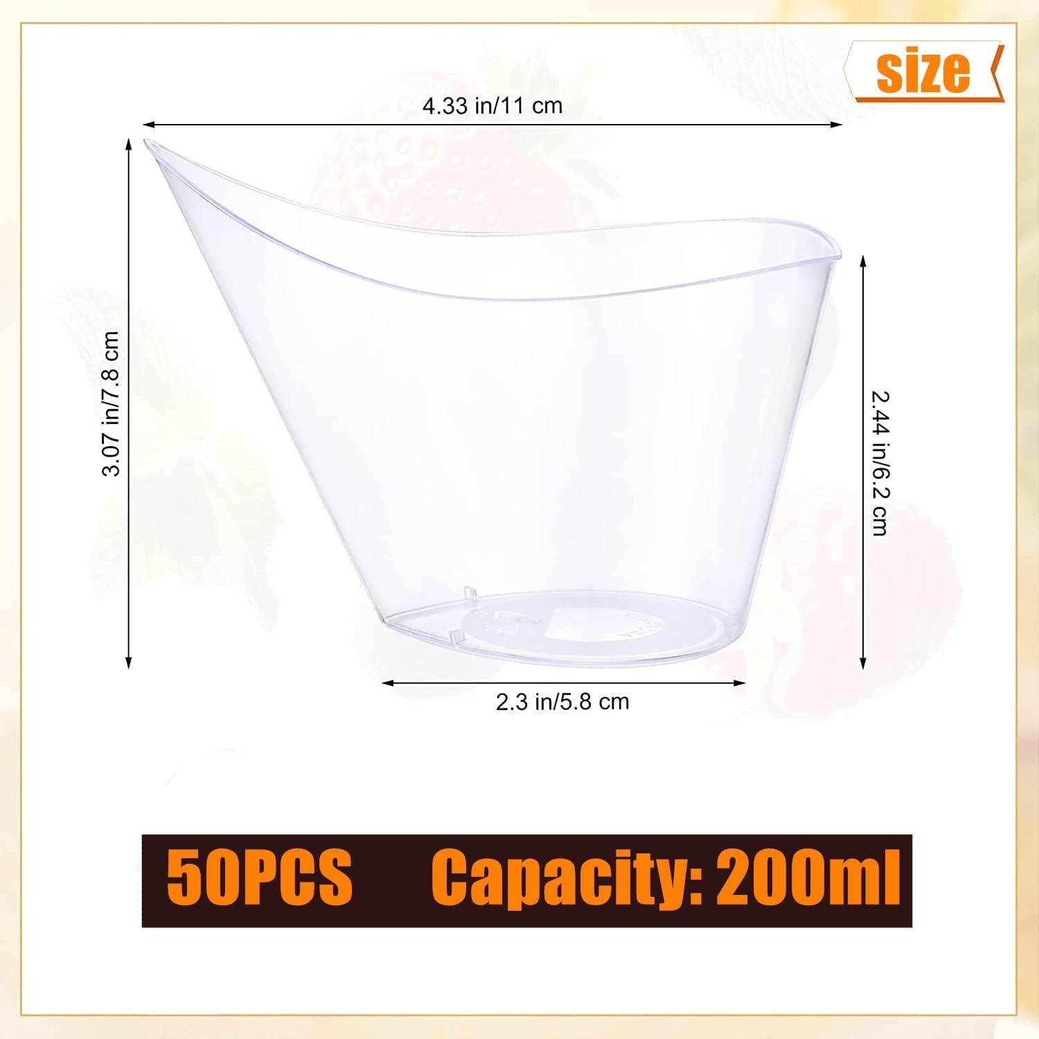 50x 200ml Transparente Kunststoff Dessertbecher für Party, Pudding, Mousse