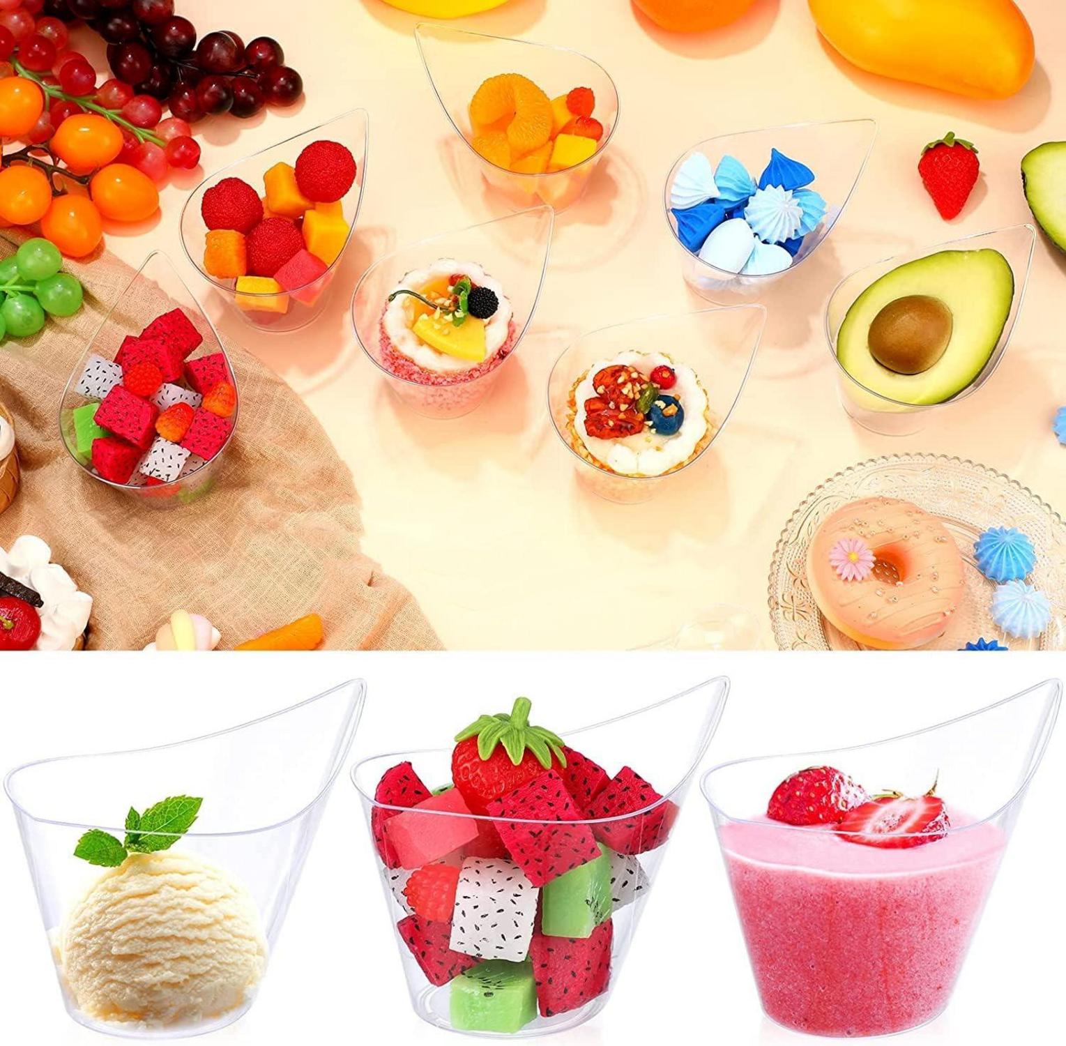 50x 200ml Kunststoff Dessertbecher Transparent Servierschüssel Mousse Pudding