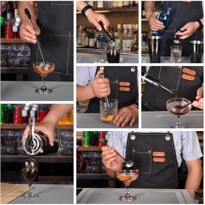 Graues Cocktail Shaker Set Edelstahl 550ML/750ML 12-Teilig