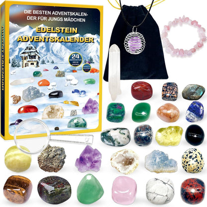 Kristall Adventskalender für Kinder mit Natürlichen Mineralien und