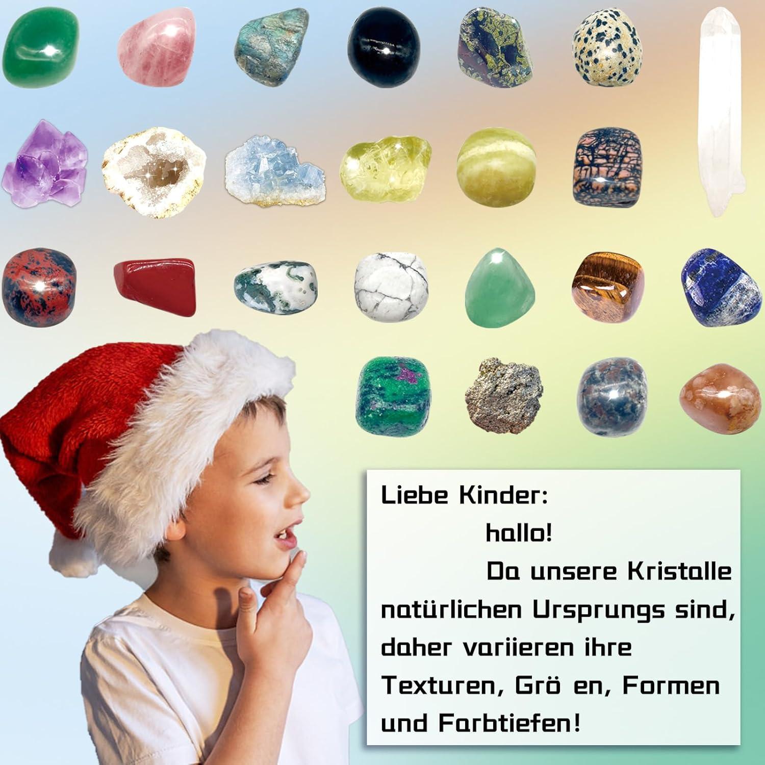 Kristall Adventskalender für Kinder mit Natürlichen Mineralien und