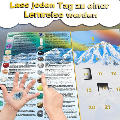 Adventskalender Kristalle 2024 für Kinder, 24 Tage Weihnachtskalender mit Mineralien
