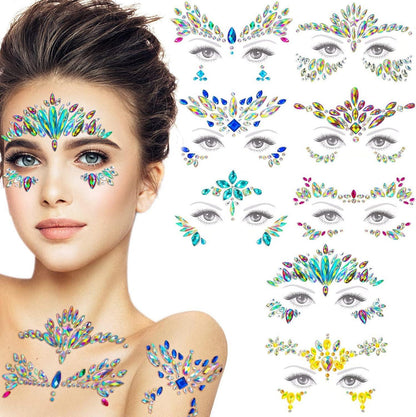 Glitzersteine Gesicht Festival Outfit Selbstklebend Strasssteine