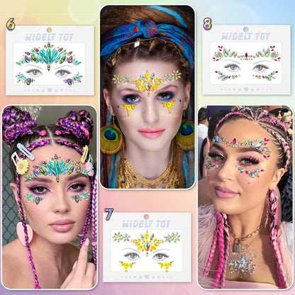 Glitzersteine Gesicht Strasssteine Selbstklebend Halloween Festival 8er Set