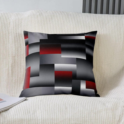 2er Set Geometrische Kissenbezüge 50x50cm Rot Grau Schwarz