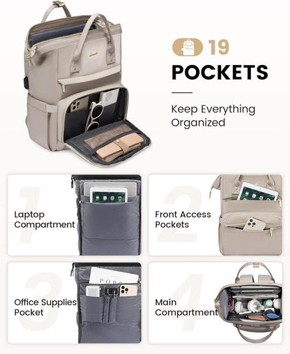 Damen Laptoprucksack Wasserdicht 15,6 Zoll Groß Business Rucksack