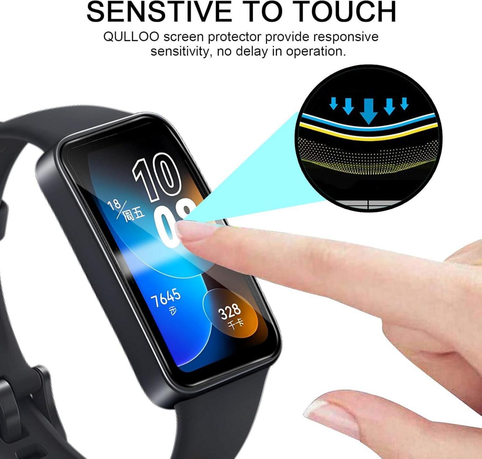 3x QULLOO Displayschutzfolie Huawei Band 8/9 3D Full-Screen Panzerglas Klar