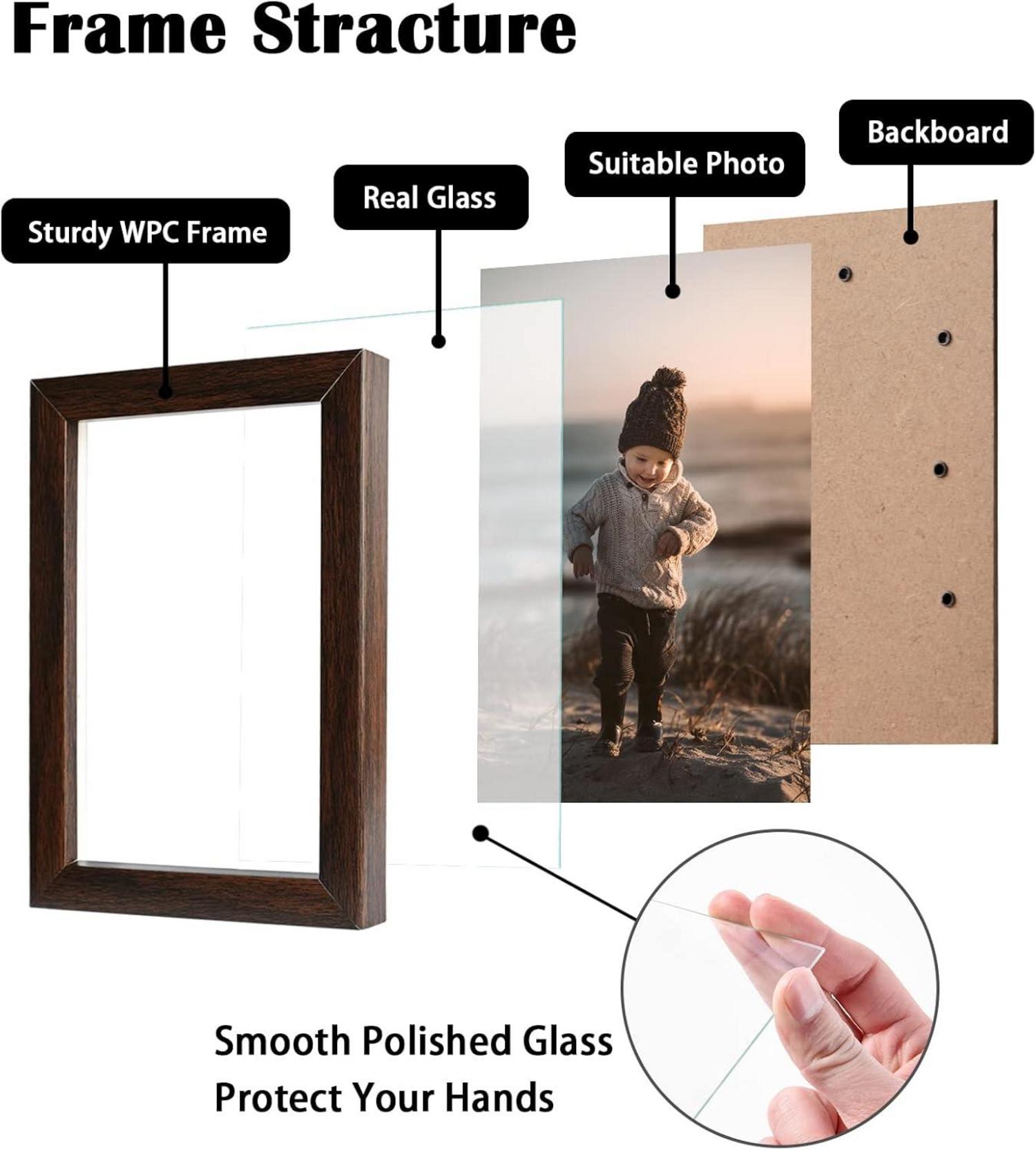 Bilderrahmen 13x18 cm Holz Acrylglas MDF 4er Set braun