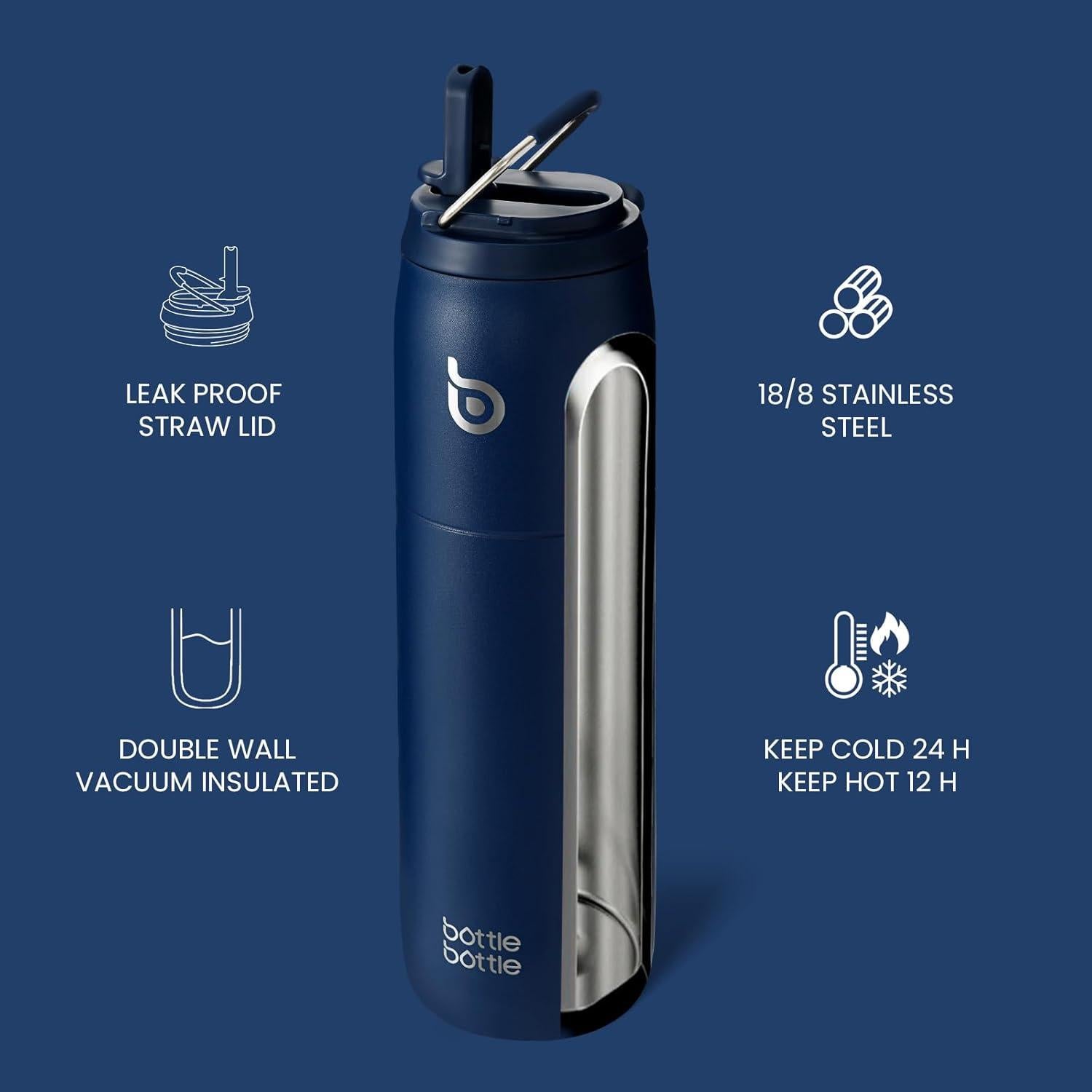 Isolierte Wasserflasche Edelstahl 32oz mit Strohhalm Griff, BPA-frei