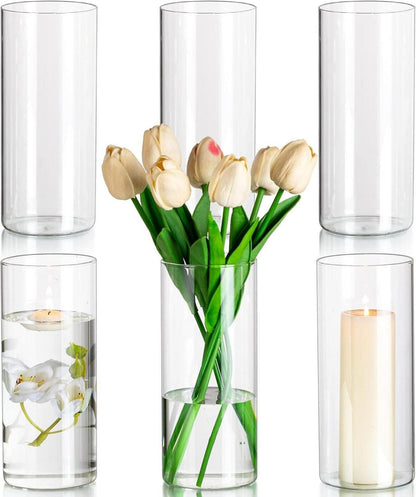 Zylinder Vasen Set Glas 20x8,5cm 6 Stück Blumenvase Modern Deko