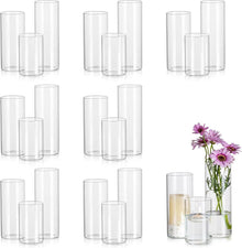 Deko Vasen Set 24tlg. 10/15/20cm Glasvase Blumenvasen Zylindervasen