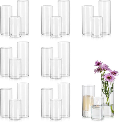 Deko Vasen Set 24tlg. 10/15/20cm Glasvase Blumenvasen Zylindervasen