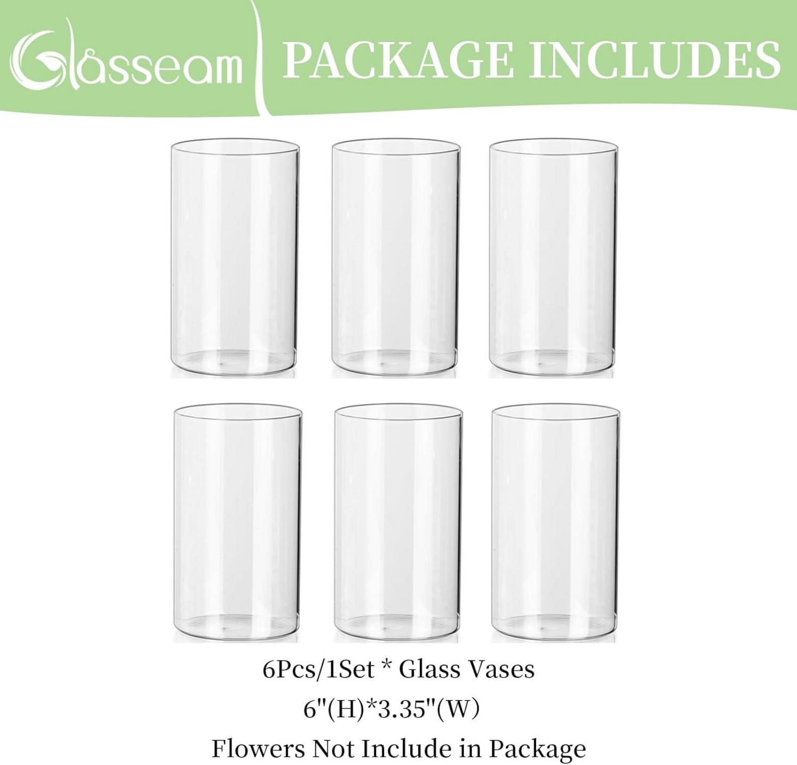 Kleine Klar Glasvase Set für Tulpen, 6 Stk. - 15 x 8,5 cm