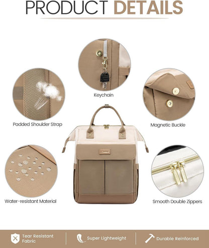 Damen Rucksack Laptop Schulrucksack 15.6 Zoll wasserdicht Elegant