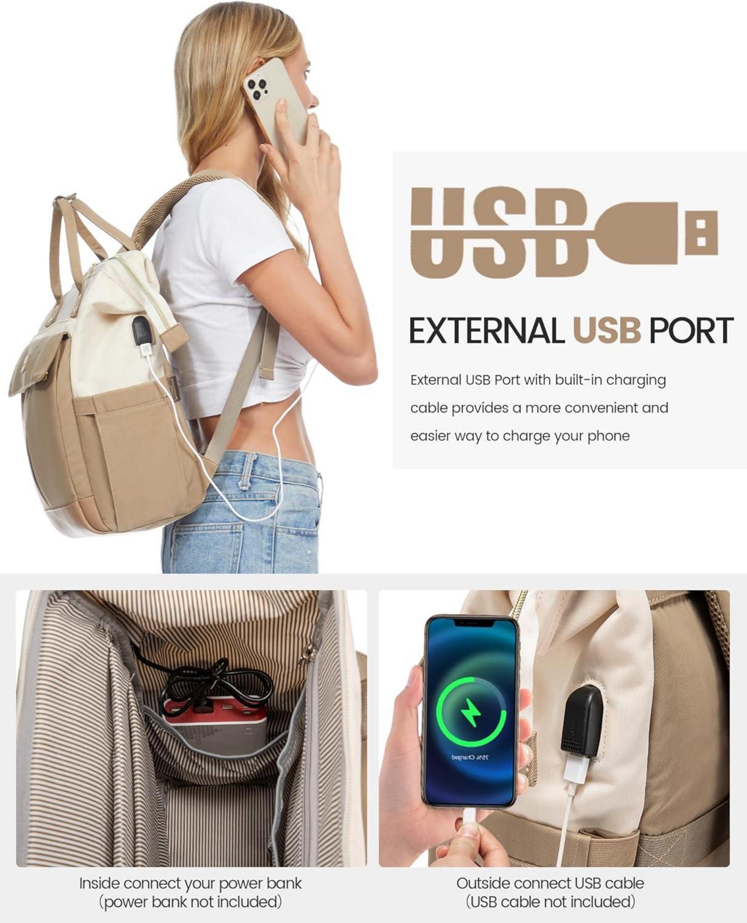 Damen Rucksack Laptop 15.6 Zoll Schulrucksack Mädchen Wasserdicht Uni Business