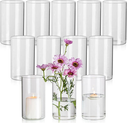 Klar Glasvase Set 12 Stück 15x8,5 cm Zylinder Dekovasen