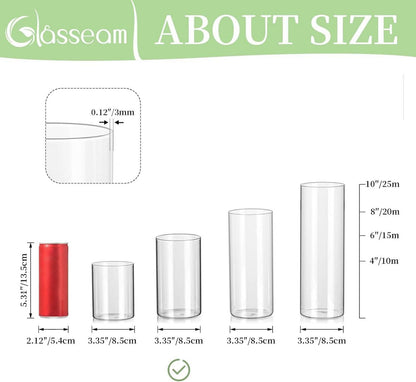 Moderne Glasseam Blumenvase 12er Set 15x8,5 cm Klar Glas Zylinder Vasen