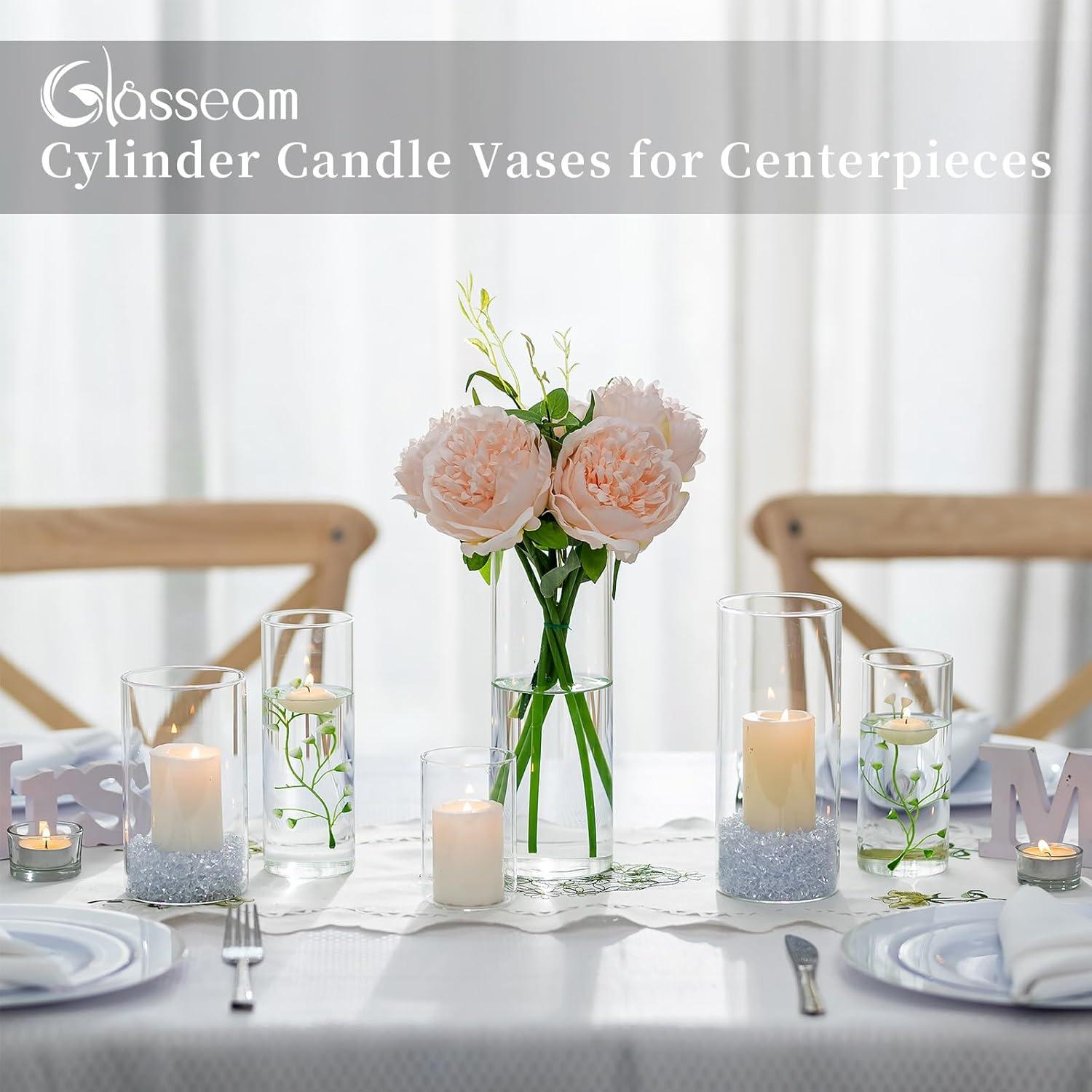 Moderne Glaszylinder Vase Set 15/20/25cm - 6er Pack
