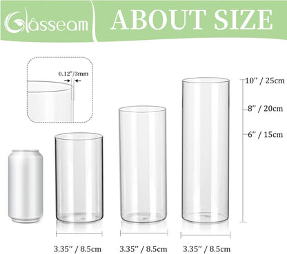6er Set Moderne Glas Zylinder Vasen 15/20/25cm Hoch Klar Transparent
