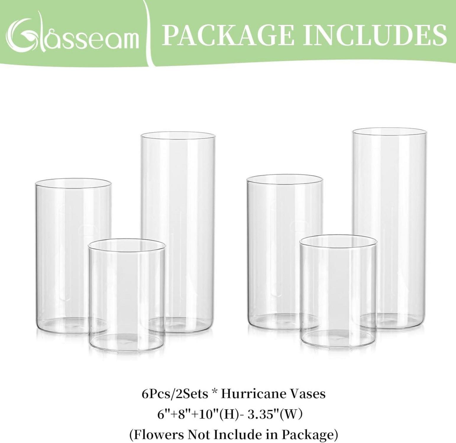 Moderne Glas Zylinder Vase Deko 6 Stück 15/20/25cm Blumenvase
