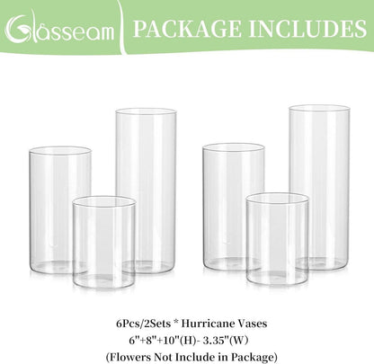 Moderne Glas Zylinder Vase Deko 6 Stück 15/20/25cm Blumenvase