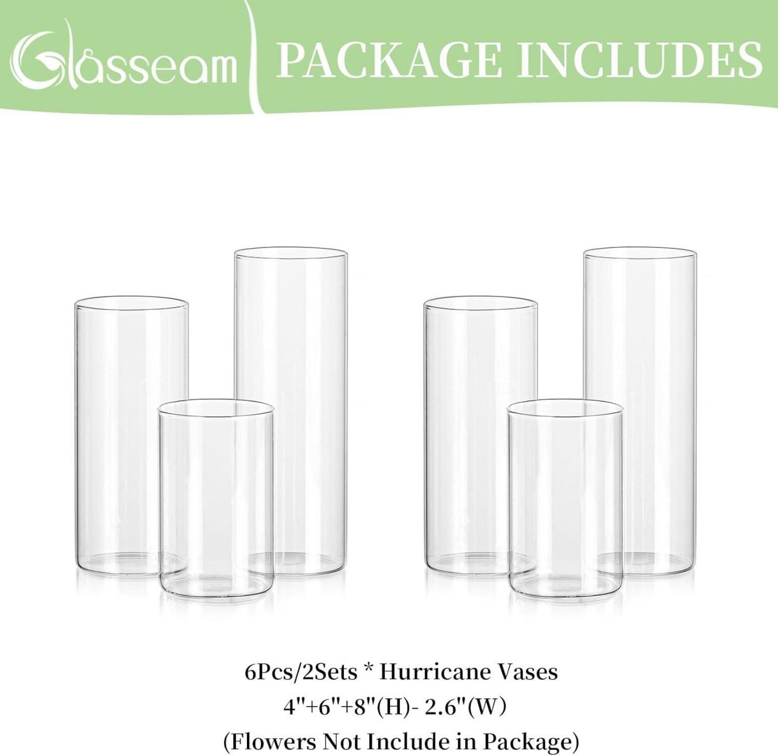 Moderne Zylindervasen Glas 6 Stück Set 10/15/20cm für Wohnzimmer Deko