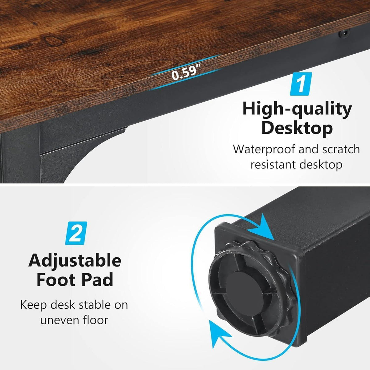 Doppelter Schreibtisch 200x70cm – Rustikaler Computertisch für Home Office