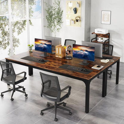 Doppelter Schreibtisch 200x70cm – Rustikaler Computertisch für Home Office