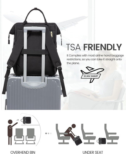 LOVEVOOK Laptop Rucksack Damen 17.3 Zoll Schulrucksack Mädchen Wasserdicht Modern Daypack Uni Reise