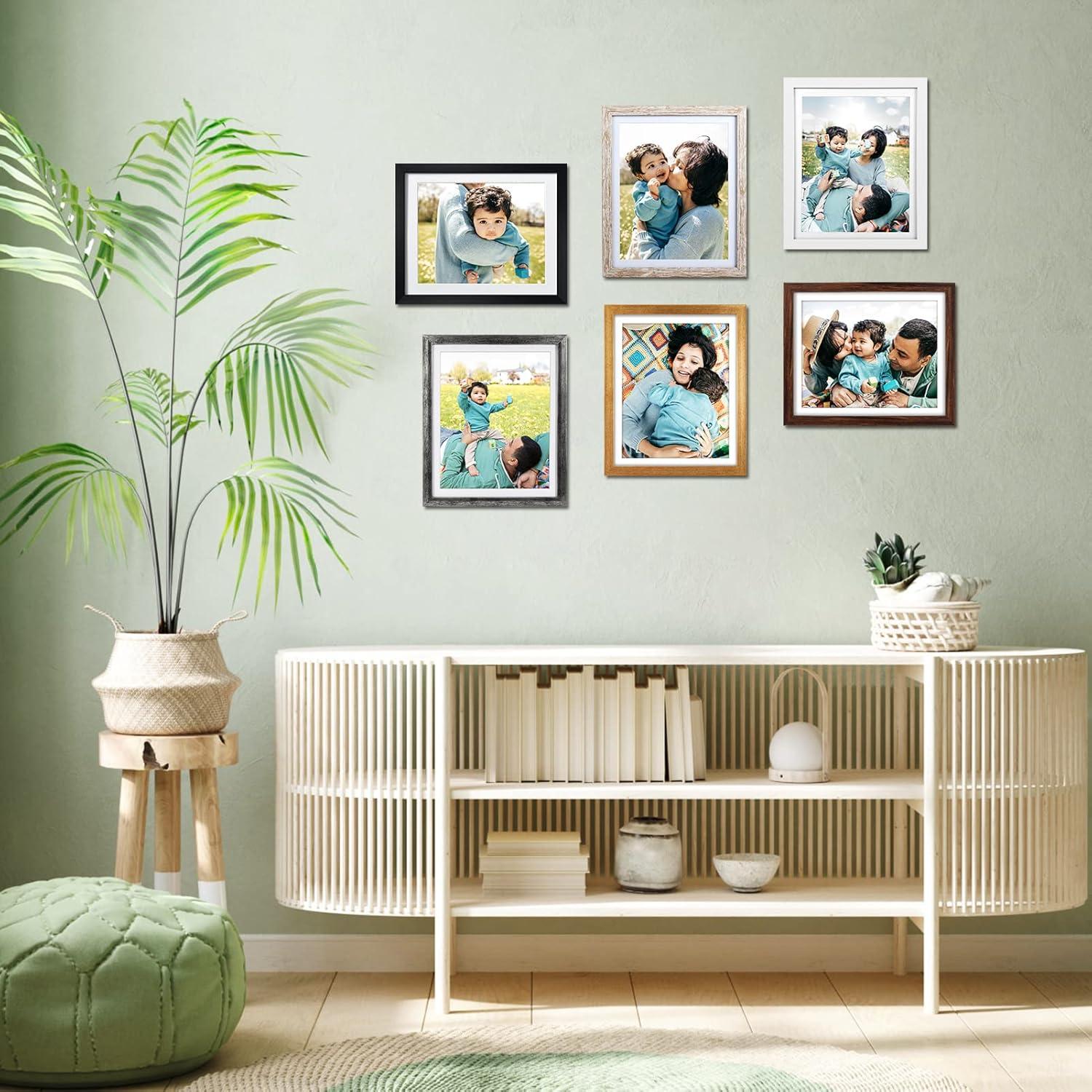 Bilderrahmen Set 20x25cm 6er-Set Wand Tisch Holzmaserung Farben