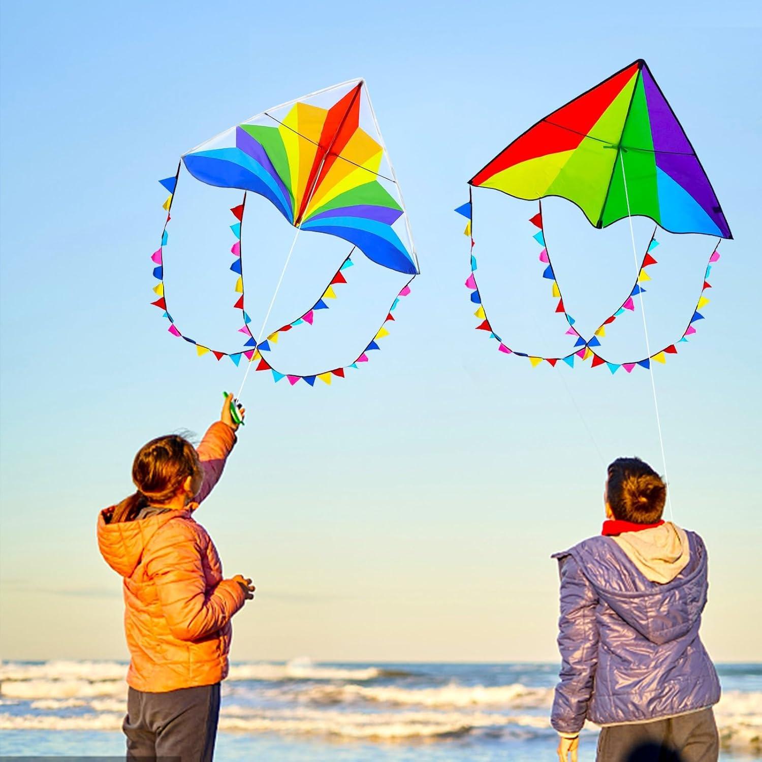 Flying Hoofer 2er Pack Regenbogen Delta Drachen für Kinder und Erwachsene