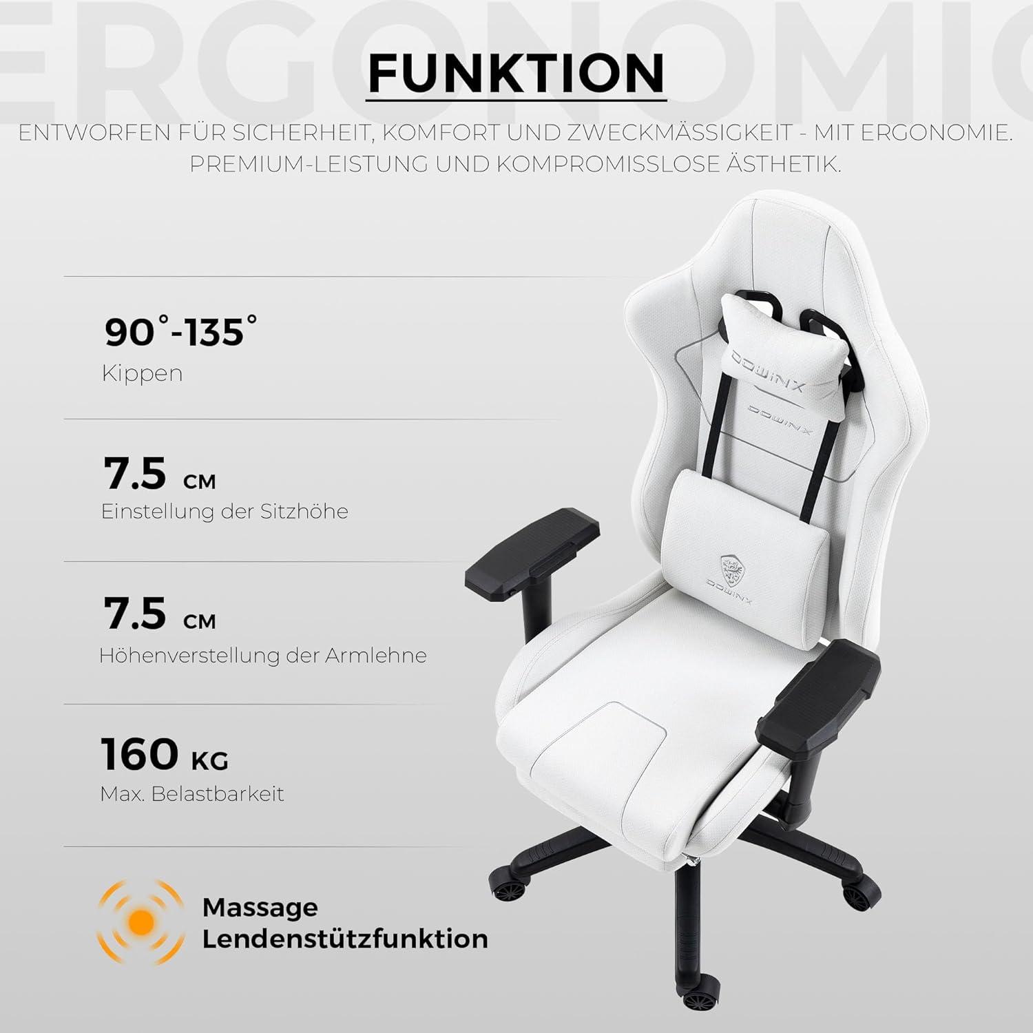 Ergonomischer Gaming Stuhl mit Massagefunktion und