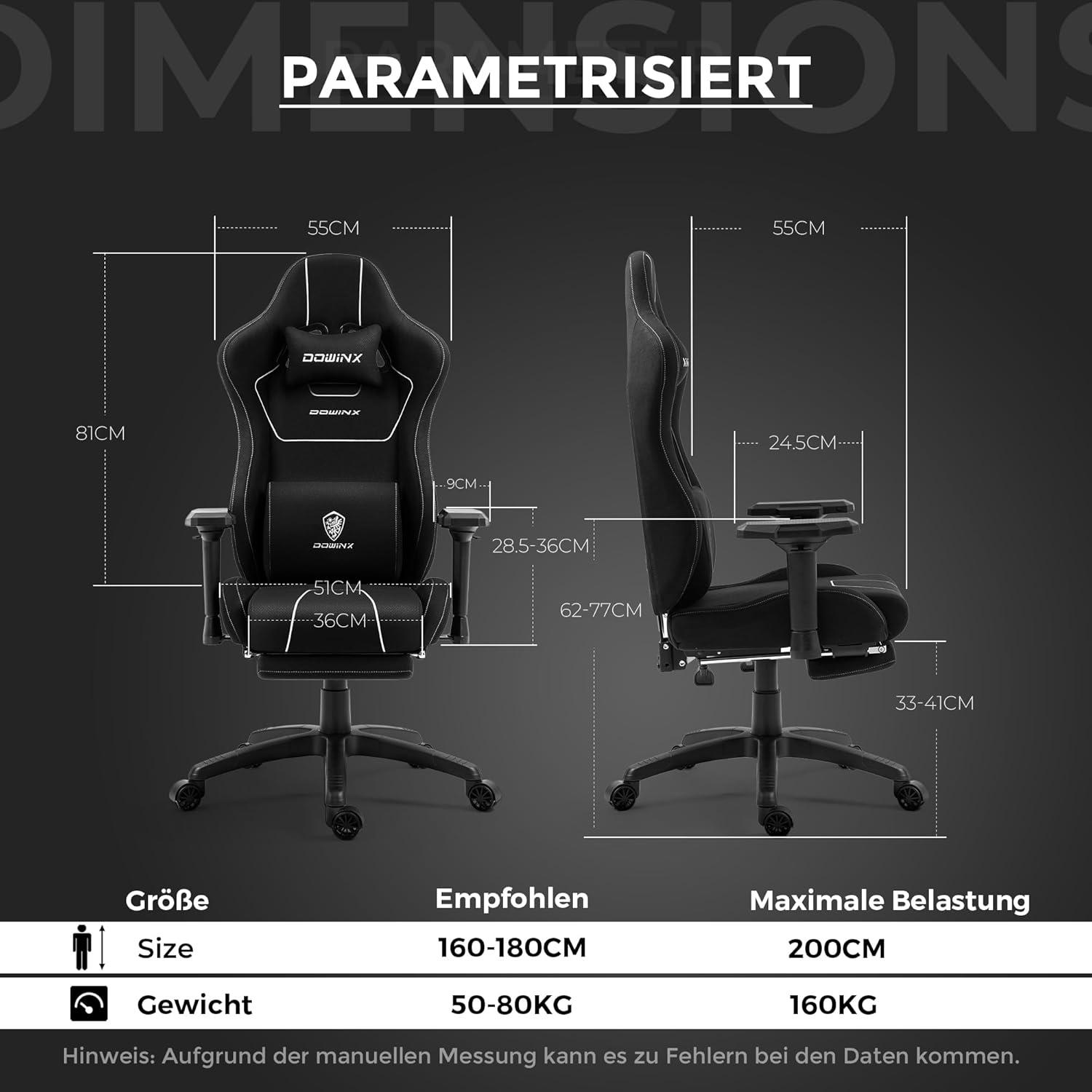 Gaming Stuhl mit Massagefunktion, ergonomisch, Schwarz