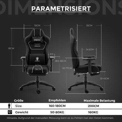 Gaming Stuhl mit Massagefunktion, ergonomisch, Schwarz